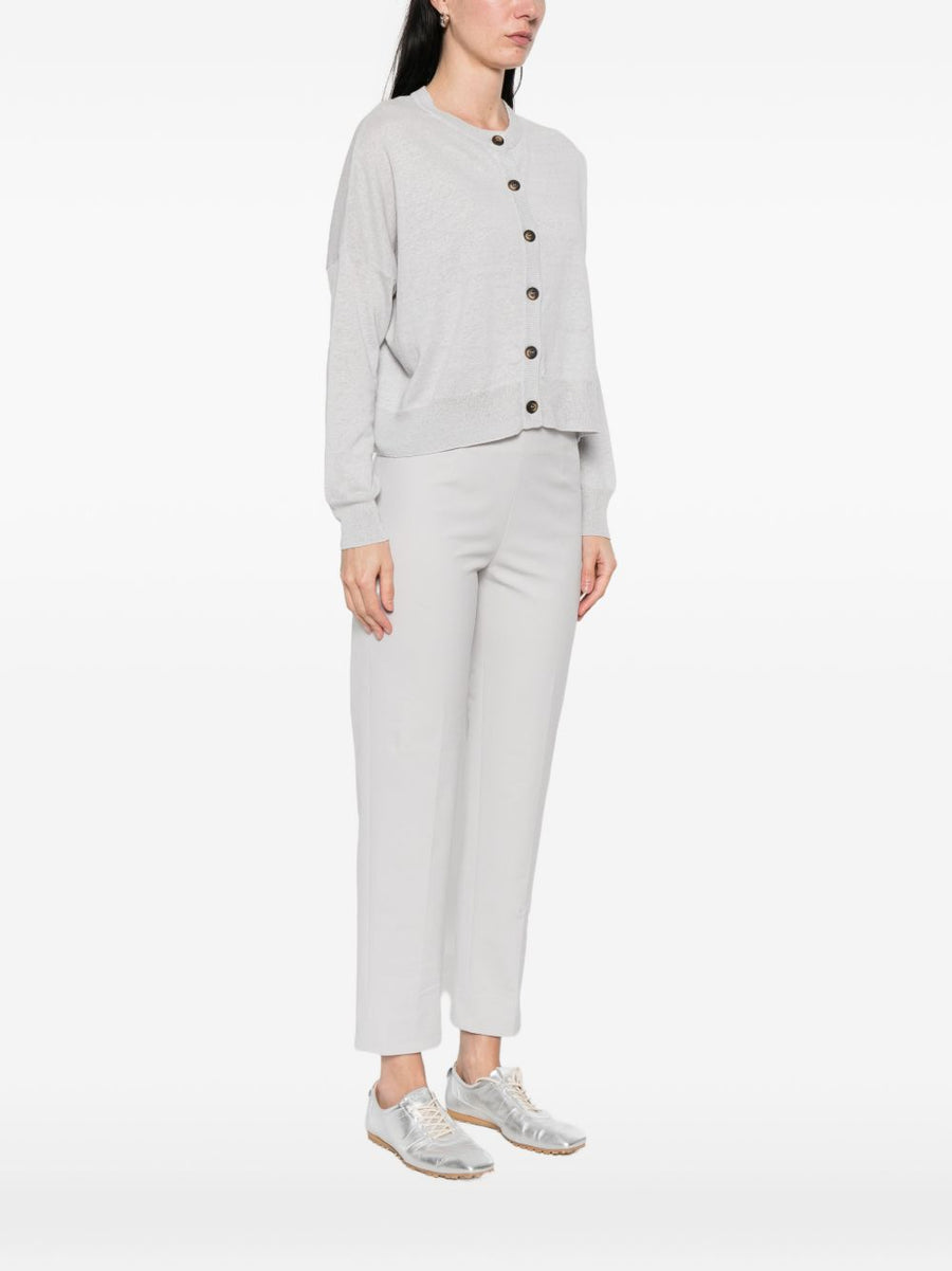 Base Linen Cotton Blend Cardigan For Women Breathable Lightweight Layer Versatile Styling Grey