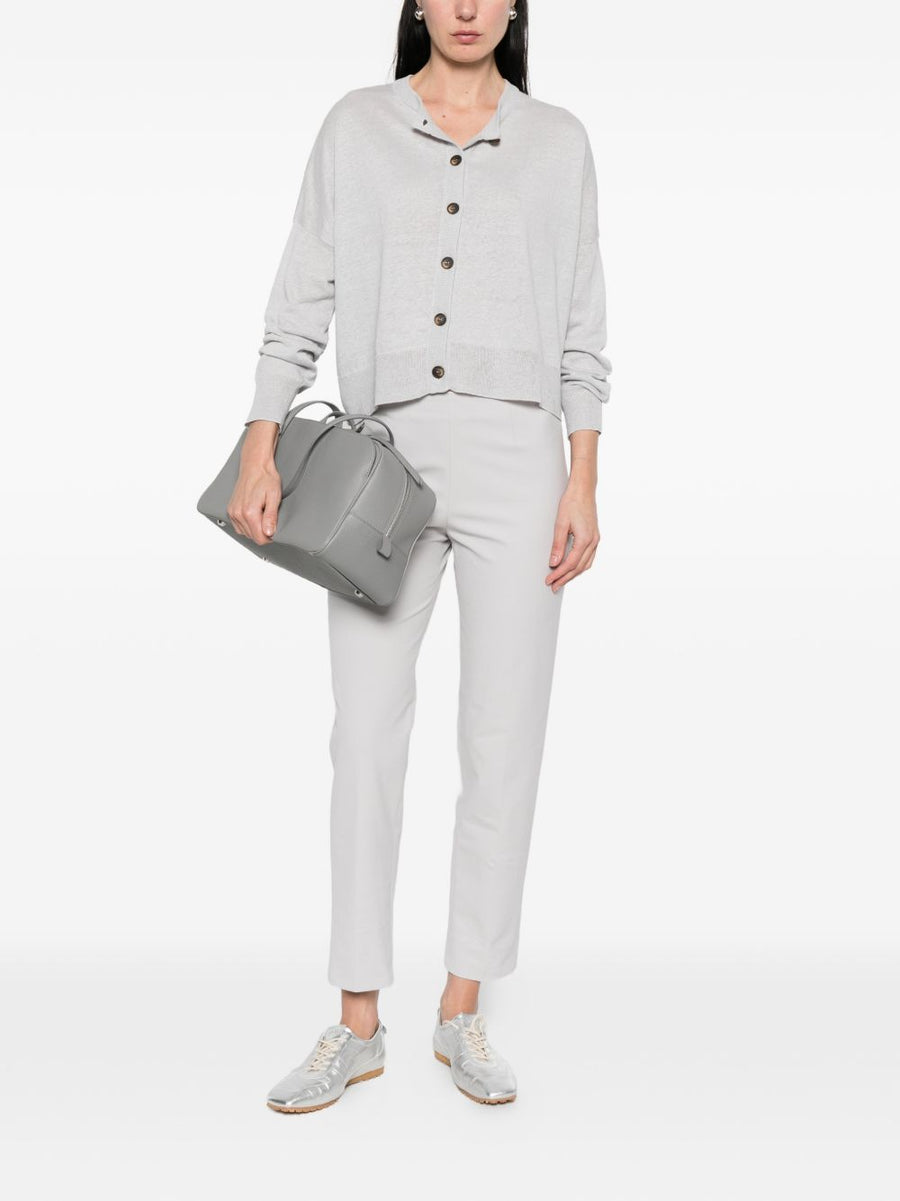 Base Linen Cotton Blend Cardigan For Women Breathable Lightweight Layer Versatile Styling Grey