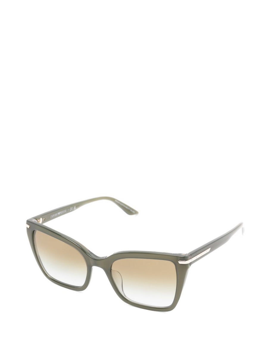 Emporio Armani Women Luxurious Green Cat Eye Sunglasses Acetate With Tinted Lenses And Protective Case