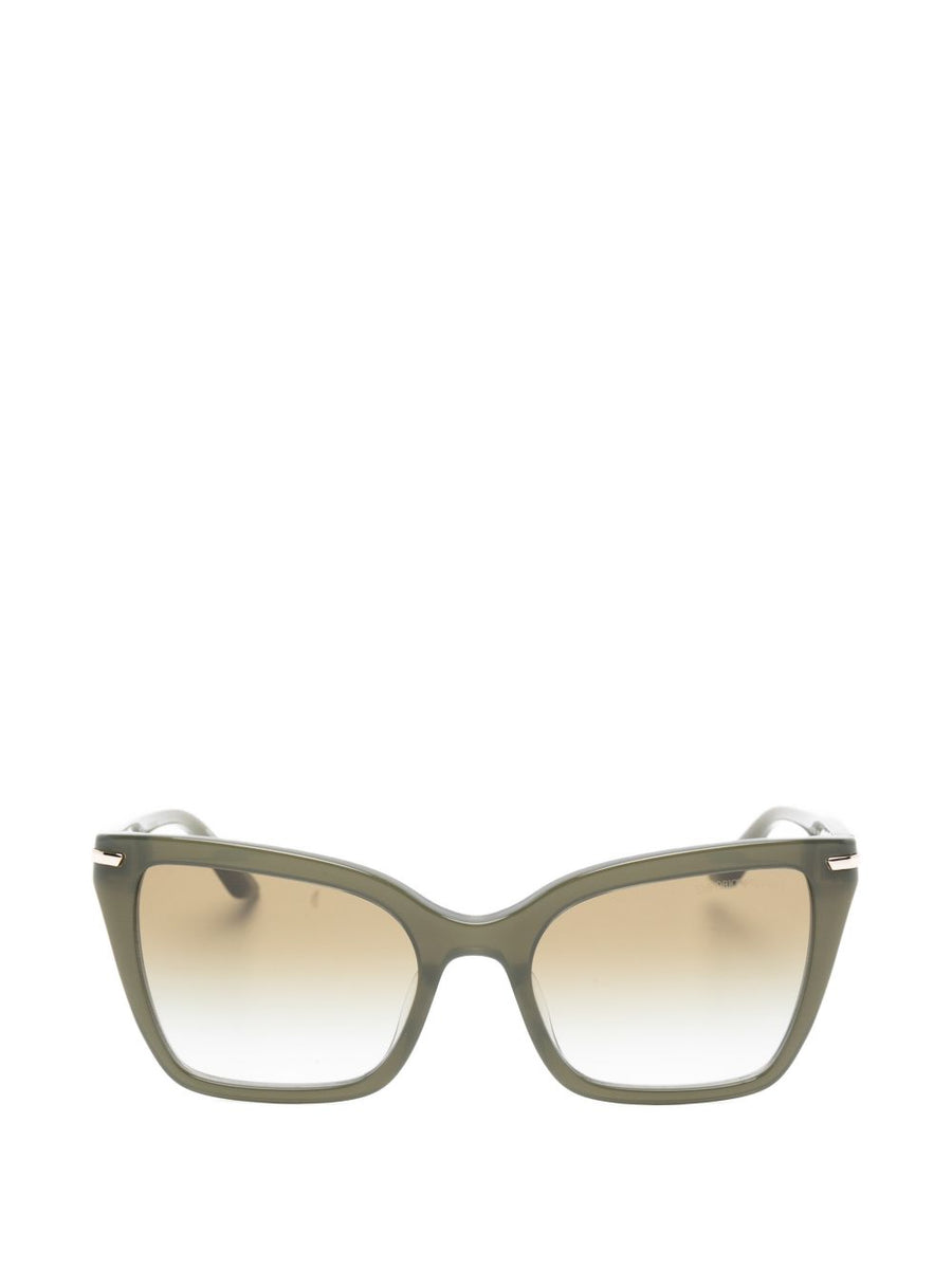 Emporio Armani Women Luxurious Green Cat Eye Sunglasses Acetate With Tinted Lenses And Protective Case