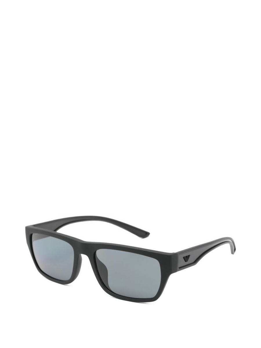 Emporio Armani Sunglasses Black Acetate Rectangle Frame With Logo Case For Men Premium Everyday Wear