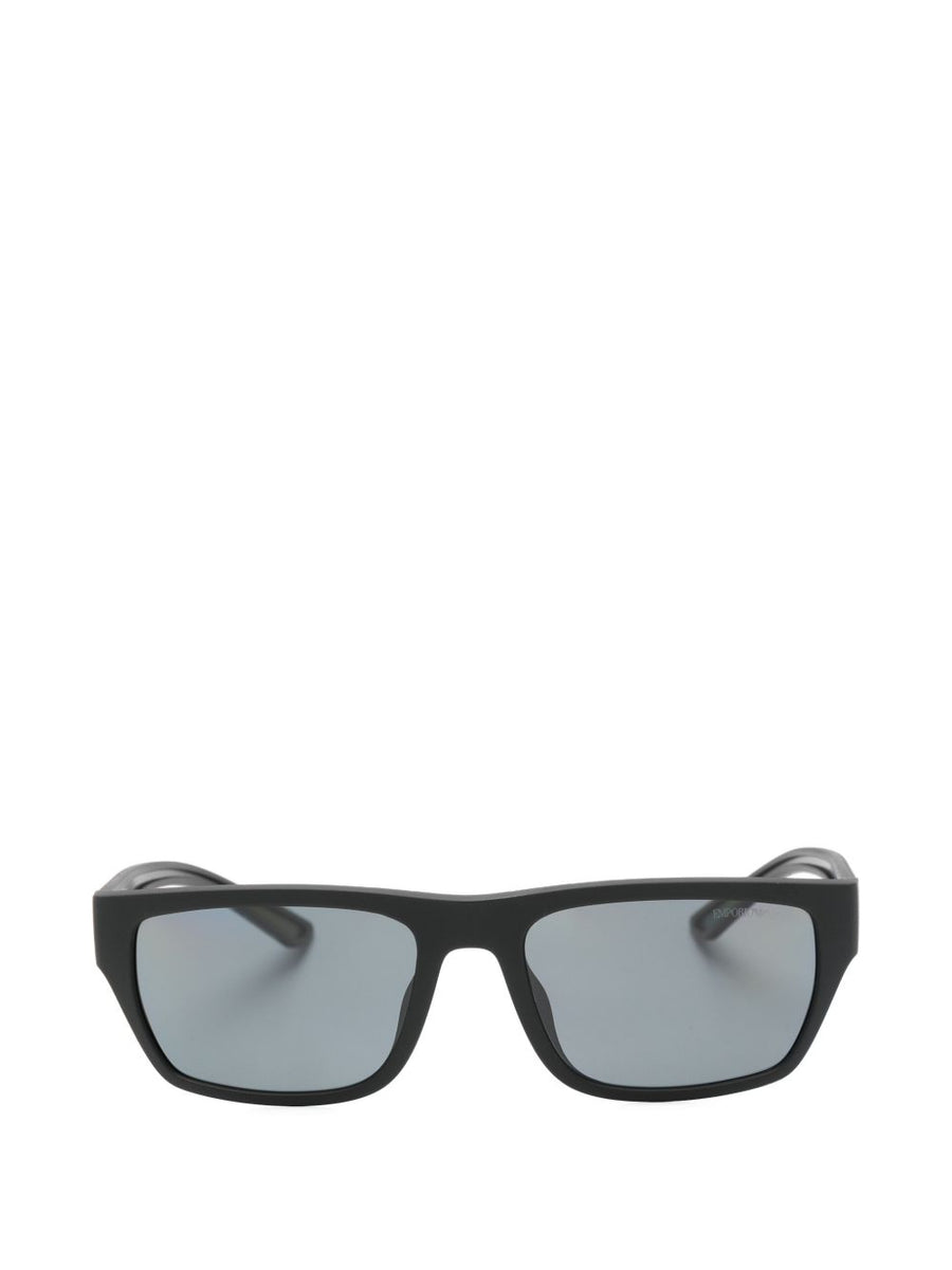 Emporio Armani Sunglasses Black Acetate Rectangle Frame With Logo Case For Men Premium Everyday Wear