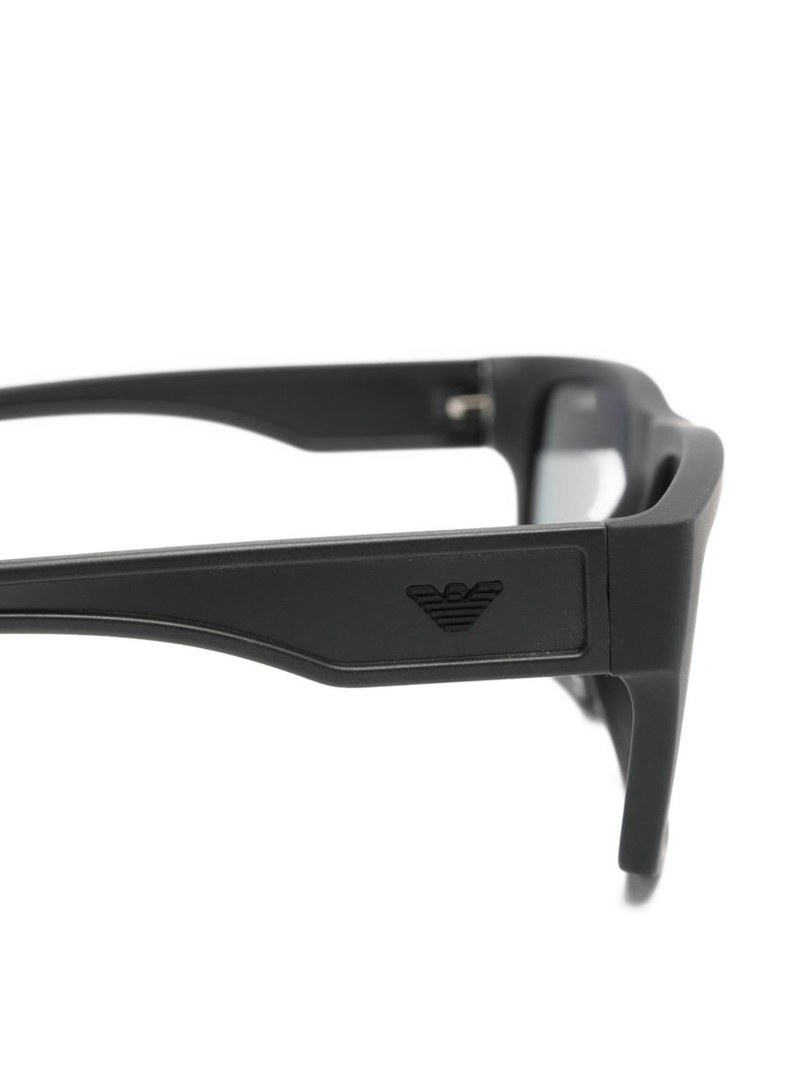 Emporio Armani Sunglasses Black Acetate Rectangle Frame With Logo Case For Men Premium Everyday Wear