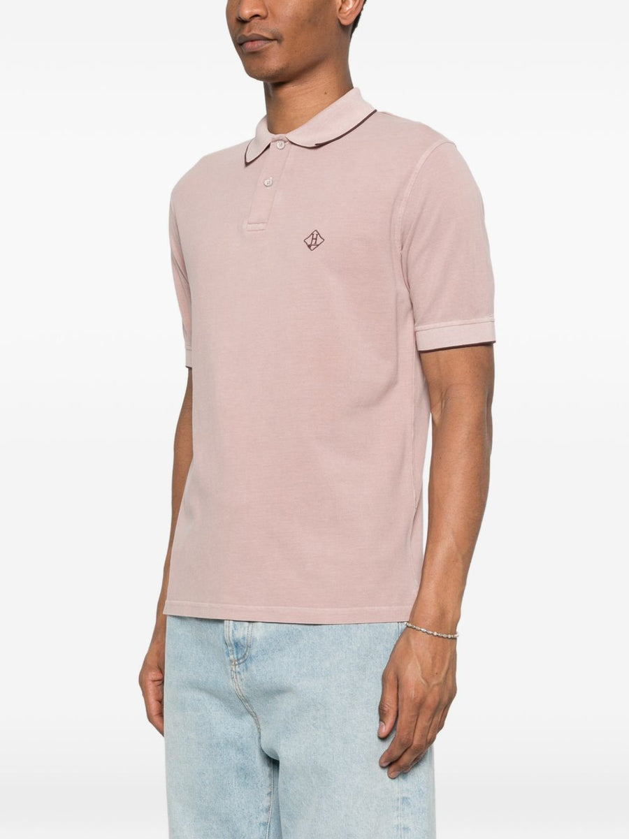 Herno Powder Pink Cotton Polo Shirt For Men With Embroidered Logo Smart Casual Essential