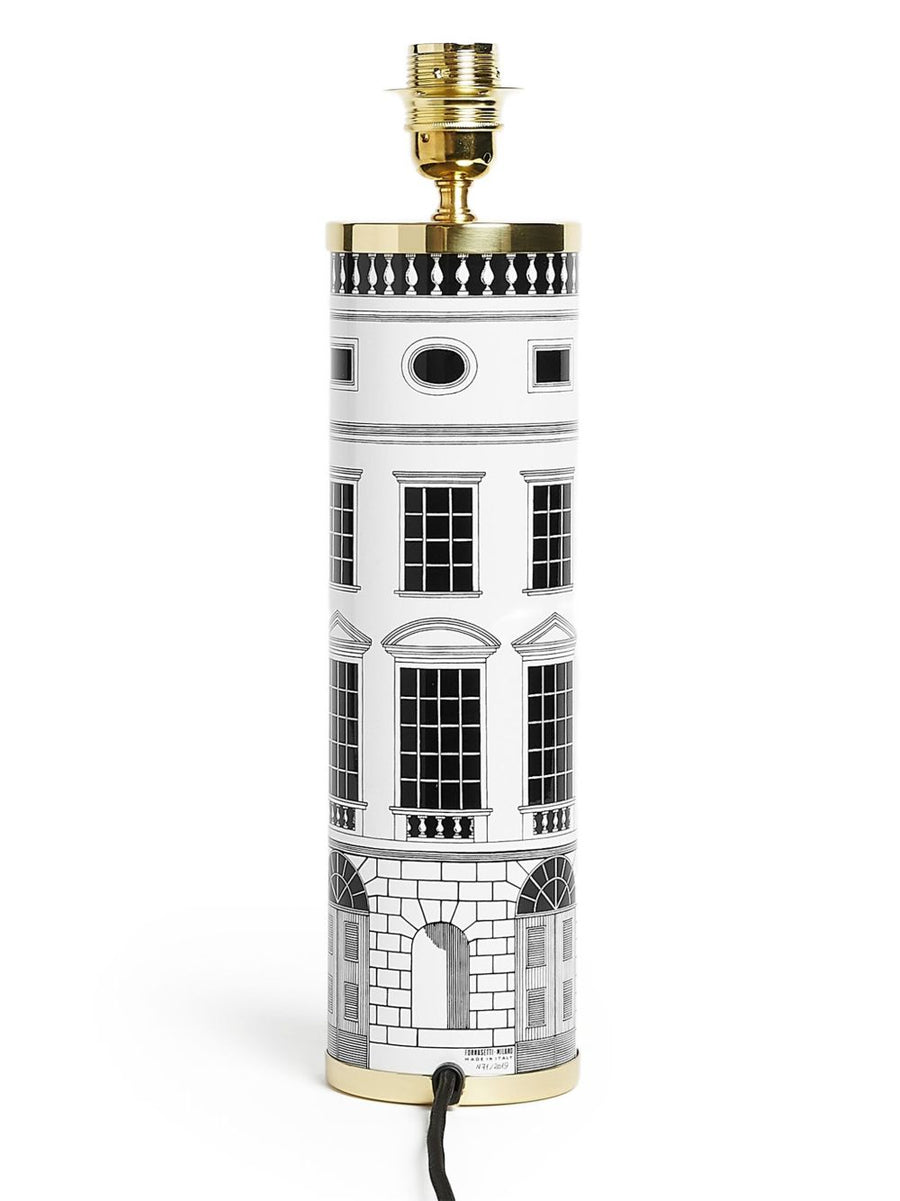 Fornasetti Architettua Lamp Base Black White Brass Cylinder Stand For Desk Or Console