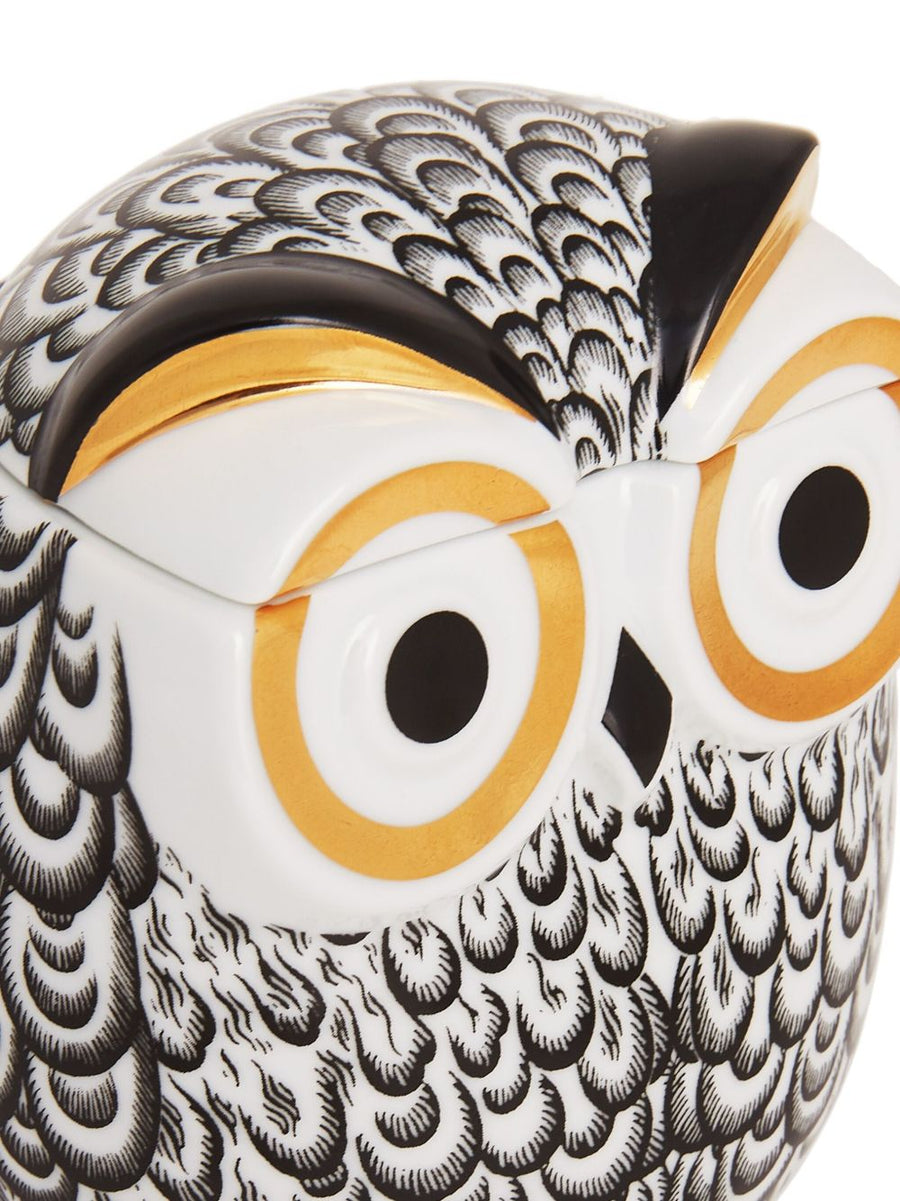 Fornasetti Civetta Jar Ceramic Home Decor Ornament Luxury White Finish Gift for Women