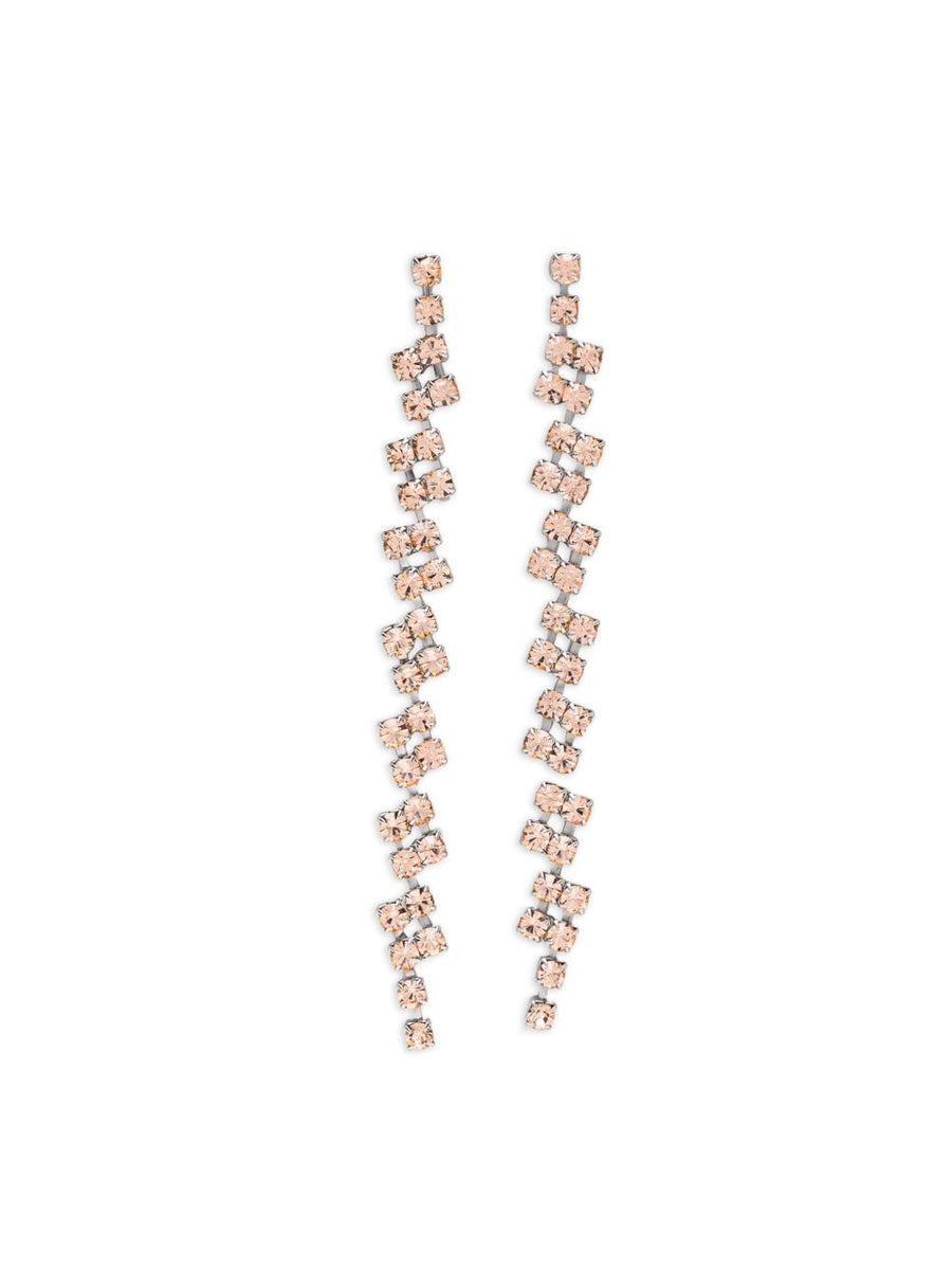 Crystal Pendant Earrings Forte Forte Silver Tone Drop for Women Evening Wear Luxury Style