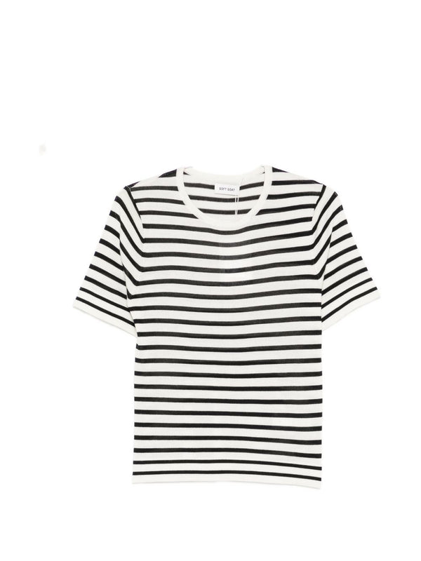 Soft Goat Silk and cashmere striped t-shirt
