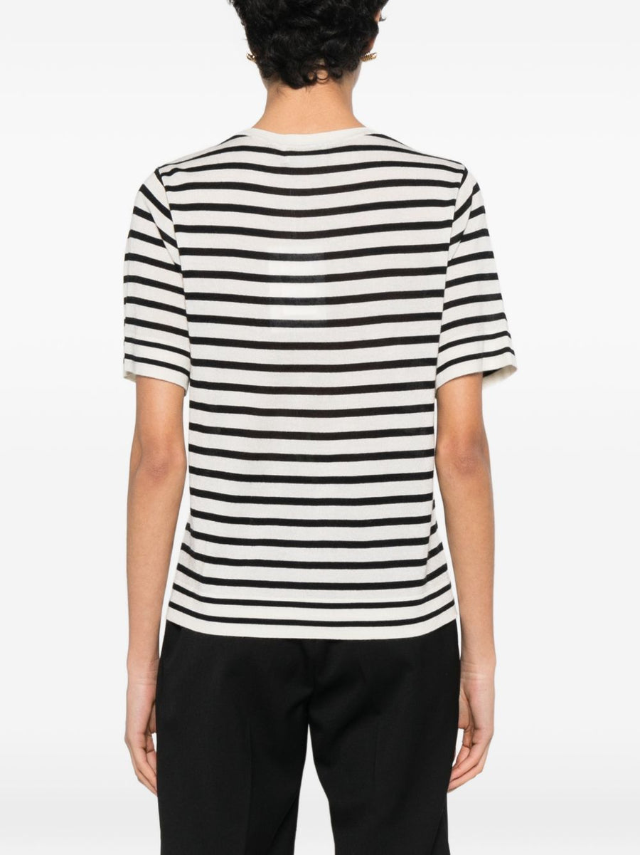 Soft Goat Silk Cashmere Striped T Shirt For Women Luxurious Everyday Top With Refined Drape