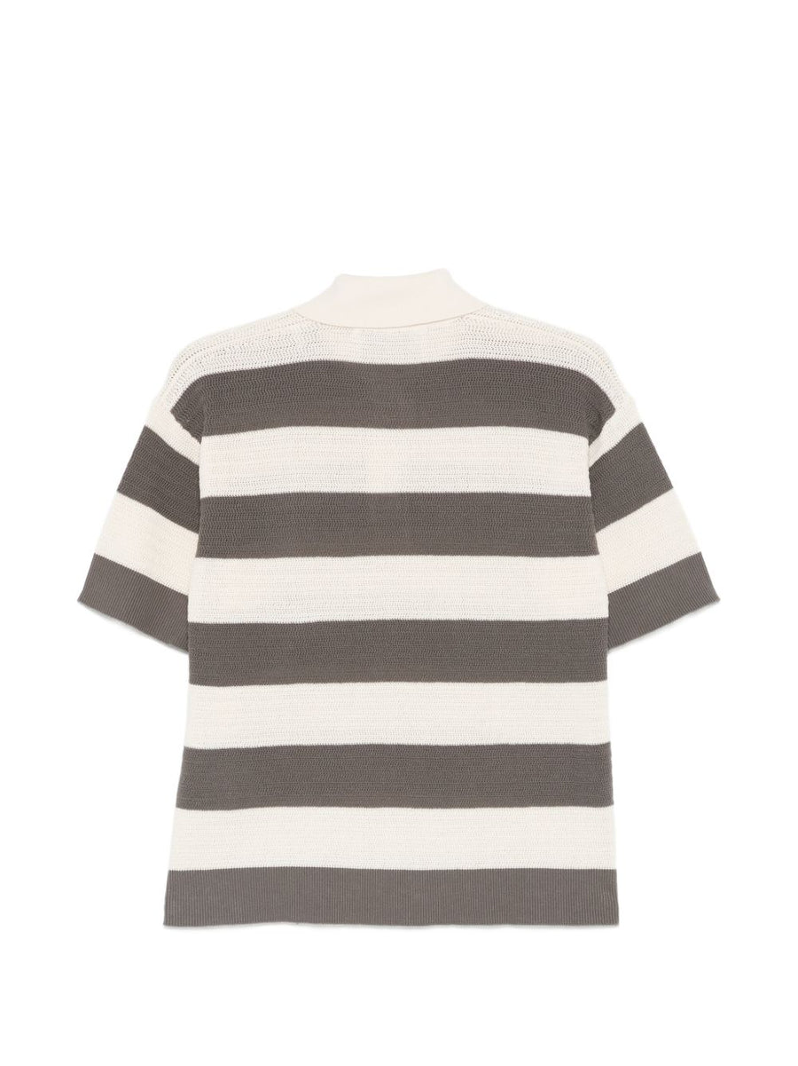 Ami Paris Ami De Coeur Striped Polo Shirt For Women With Heart Appliqué Cotton Comfort Everyday Luxury