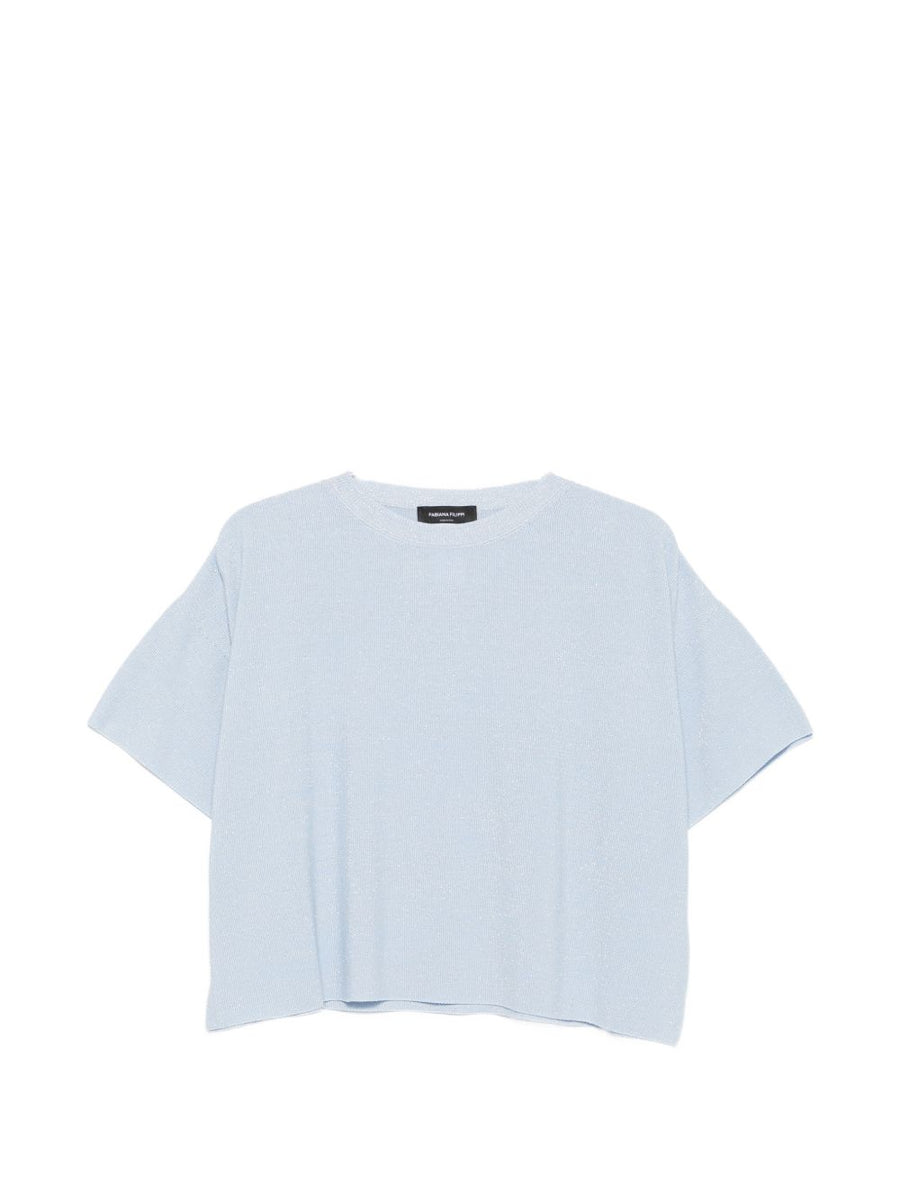 Fabiana Filippi Cotton T Shirt For Women Premium Everyday Luxury Light Blue Timeless Versatile Basic Top