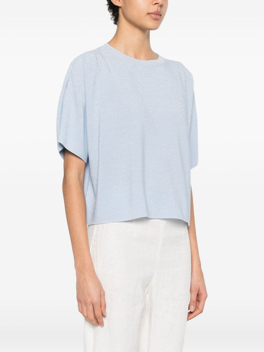 Fabiana Filippi Cotton T Shirt For Women Premium Everyday Luxury Light Blue Timeless Versatile Basic Top