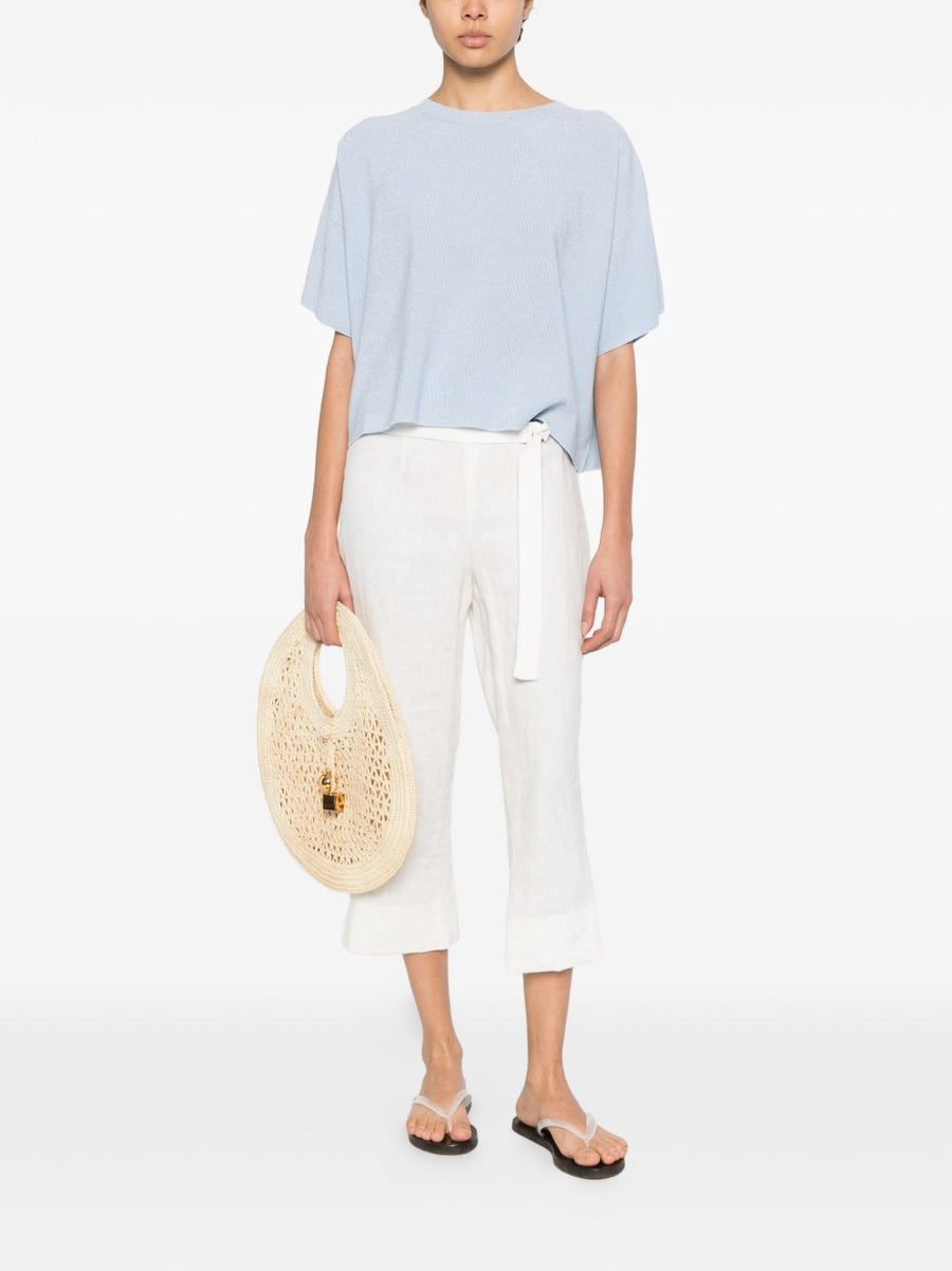 Fabiana Filippi Cotton T Shirt For Women Premium Everyday Luxury Light Blue Timeless Versatile Basic Top