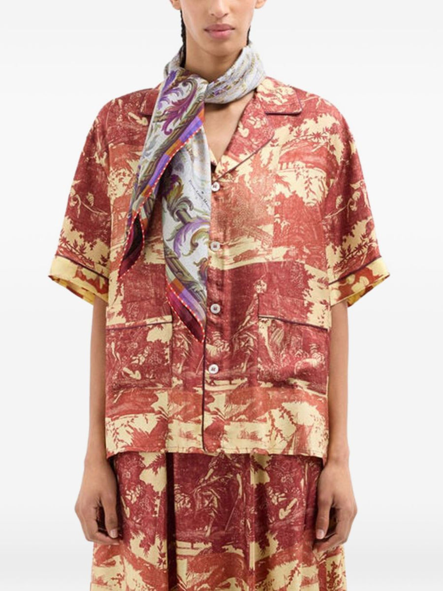 Pierre Louis Mascia Silk Scarf White Floral Print With Pink Border Detail For Women Lightweight Luxury