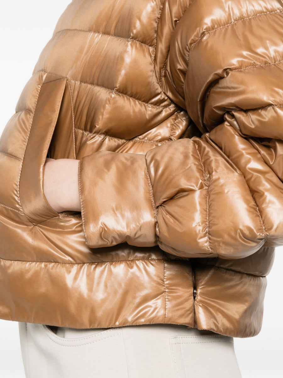 Herno Nylon Short Down Jacket For Women Camel Lightweight Quilted City Style Warmth Everyday