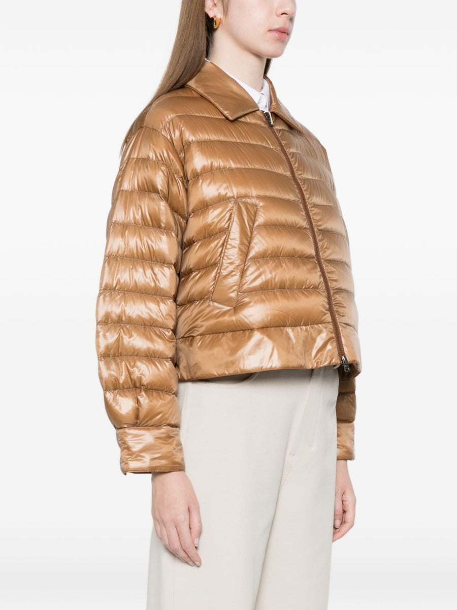 Herno Nylon Short Down Jacket For Women Camel Lightweight Quilted City Style Warmth Everyday