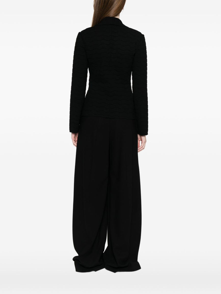 Emporio Armani Black Textured Single Breasted Blazer for Women Timeless Work and Event Style