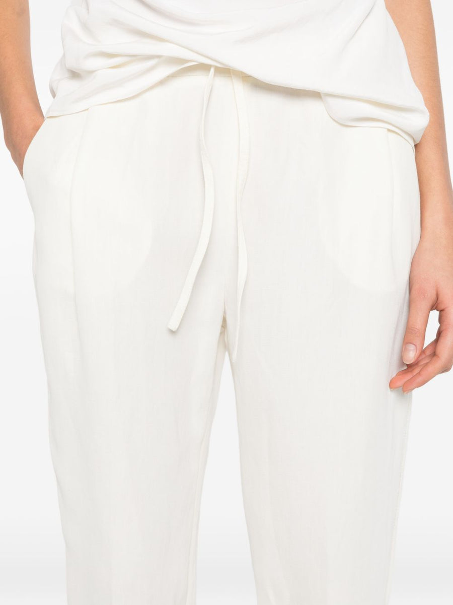 Fabiana Filippi Line Blend Trousers For Women Cream White Linen Viscose Elastic Drawstring Waist Polished Everyday