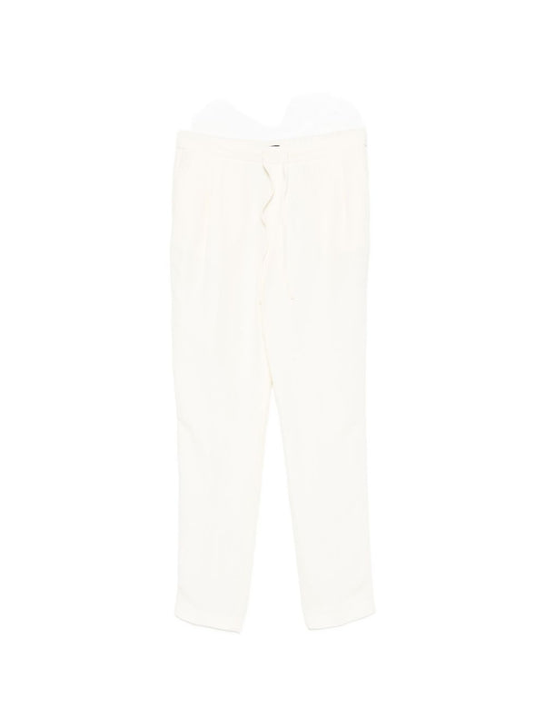 Fabiana Filippi Line Blend Trousers For Women Cream White Linen Viscose Elastic Drawstring Waist Polished Everyday