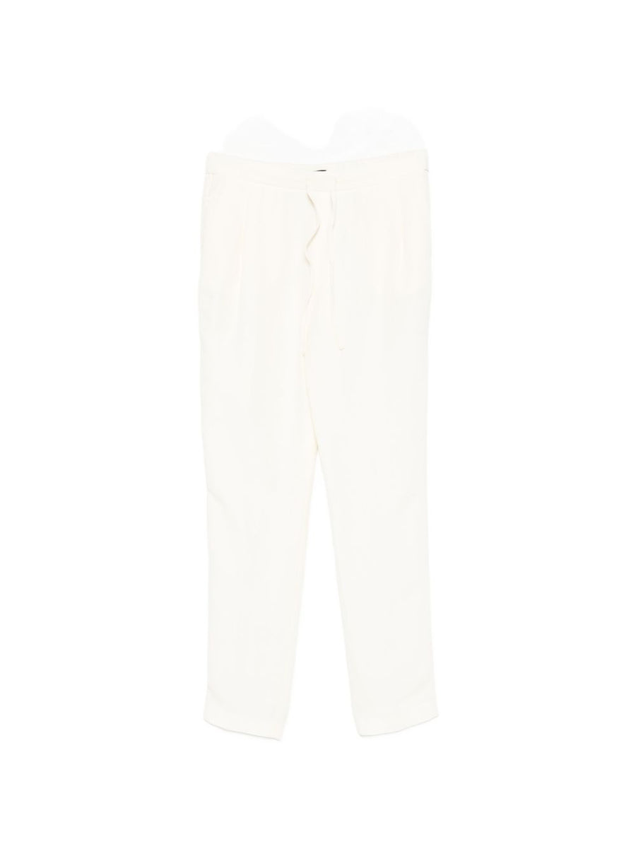 Fabiana Filippi Line Blend Trousers For Women Cream White Linen Viscose Elastic Drawstring Waist Polished Everyday