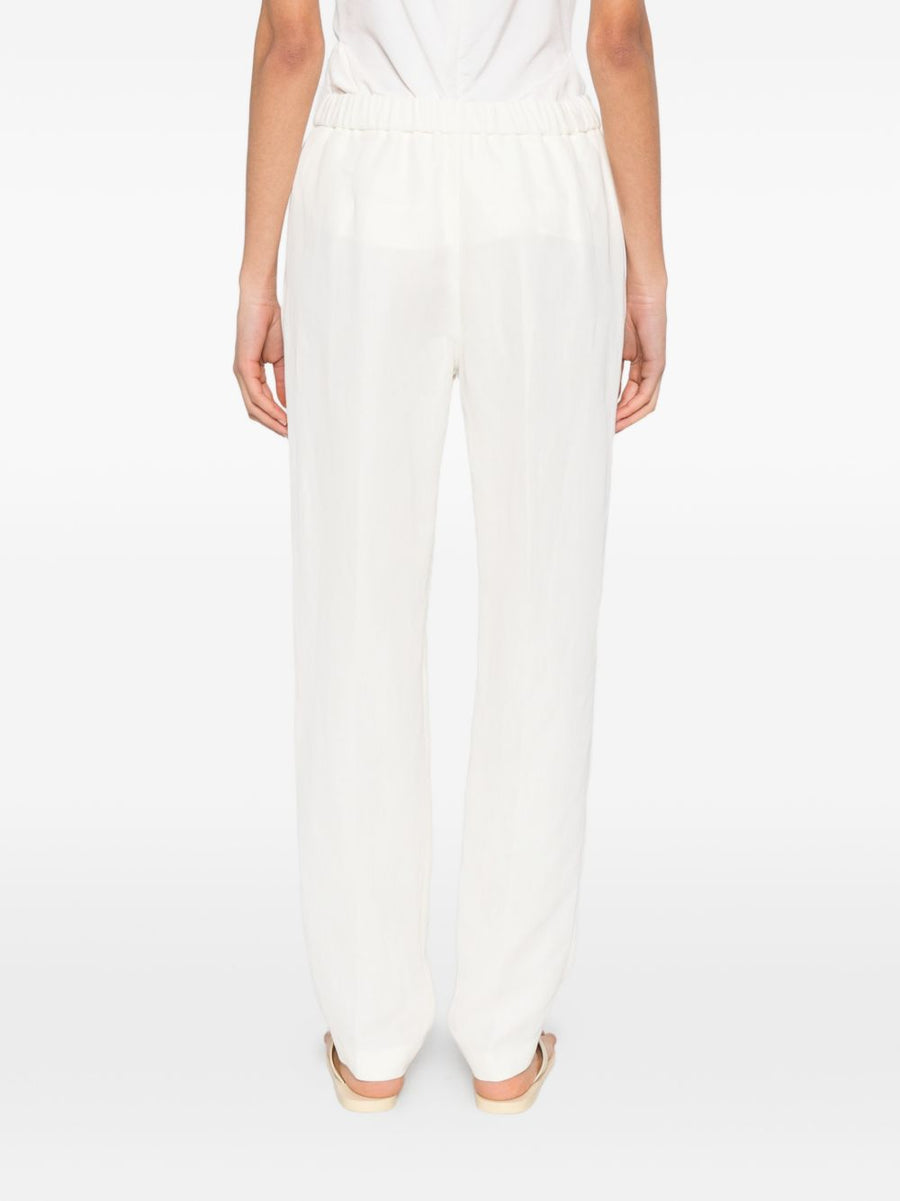 Fabiana Filippi Line Blend Trousers For Women Cream White Linen Viscose Elastic Drawstring Waist Polished Everyday