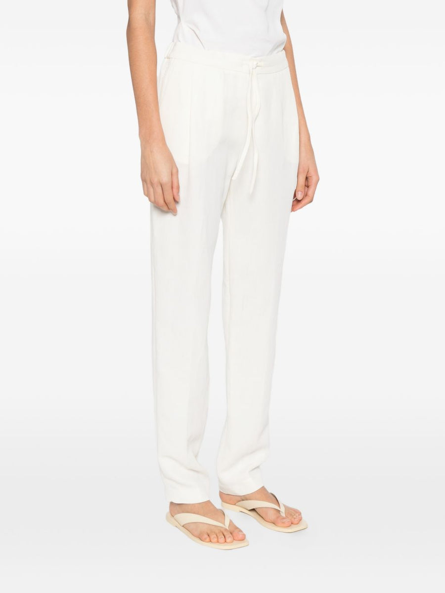 Fabiana Filippi Line Blend Trousers For Women Cream White Linen Viscose Elastic Drawstring Waist Polished Everyday