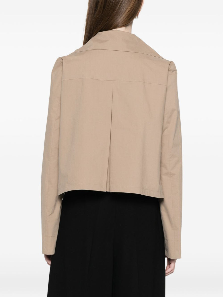 Emporio Armani Beige Cotton Double Breasted Jacket For Women With Elastane All Day Comfort
