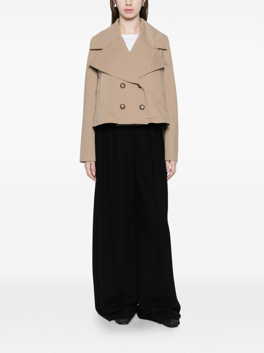 Emporio Armani Beige Cotton Double Breasted Jacket For Women With Elastane All Day Comfort