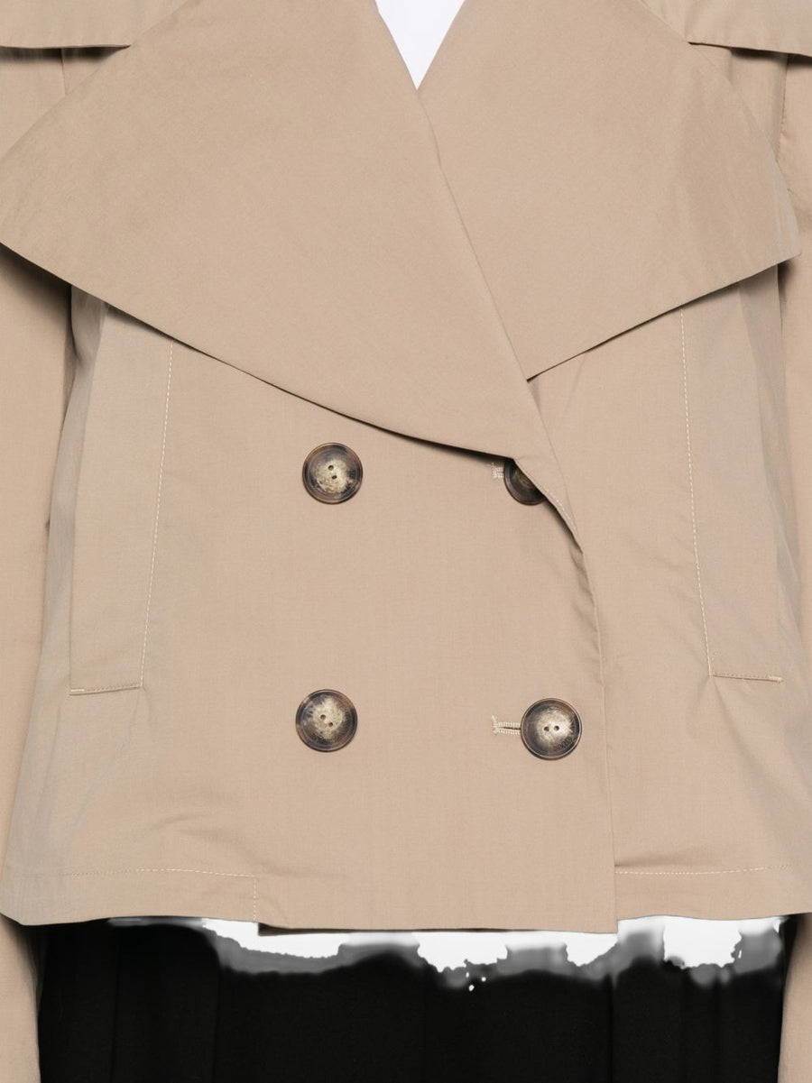 Emporio Armani Beige Cotton Double Breasted Jacket For Women With Elastane All Day Comfort