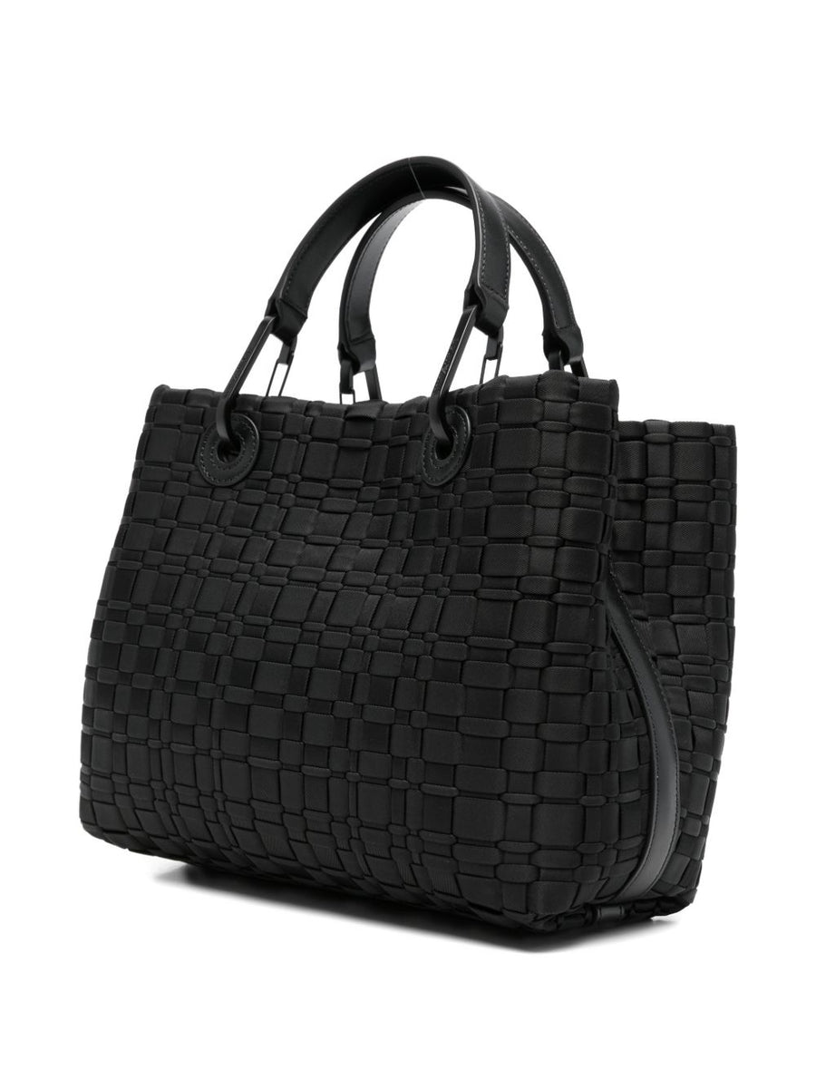 Emporio Armani MyEA Small Shopping Bag Compact Elegant City Shopper For Women Luxury Polyamide Black
