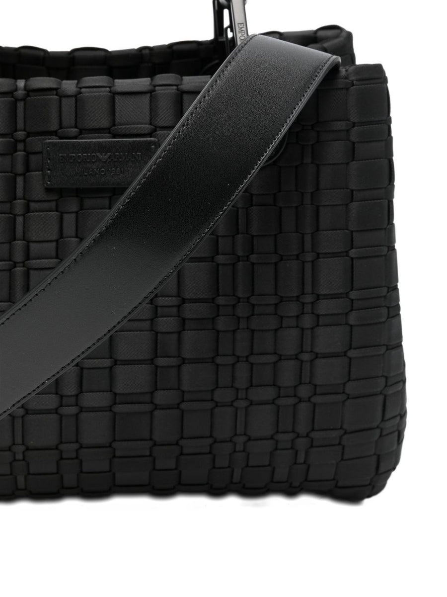 Emporio Armani MyEA Small Shopping Bag Compact Elegant City Shopper For Women Luxury Polyamide Black