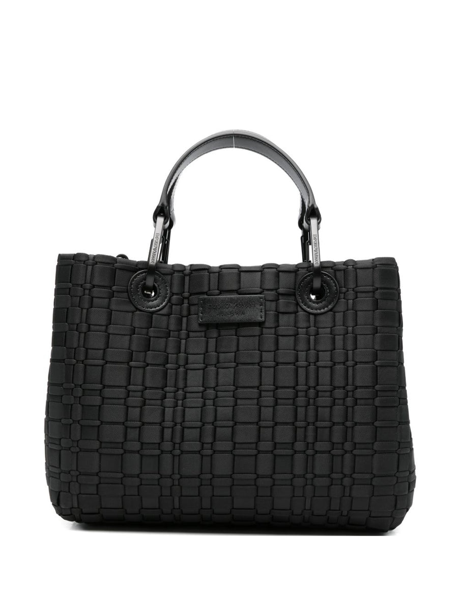 Emporio Armani MyEA Small Shopping Bag Compact Elegant City Shopper For Women Luxury Polyamide Black