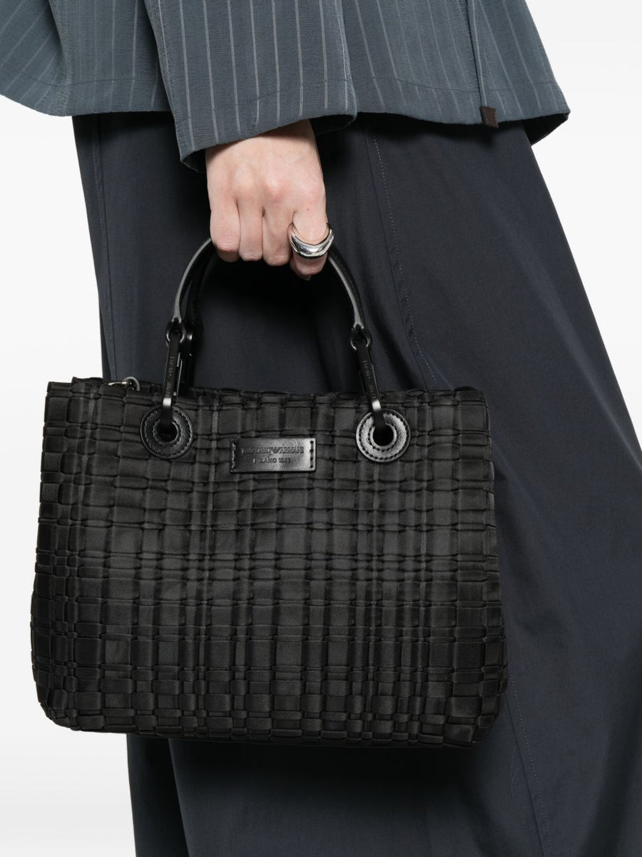 Emporio Armani MyEA Small Shopping Bag Compact Elegant City Shopper For Women Luxury Polyamide Black