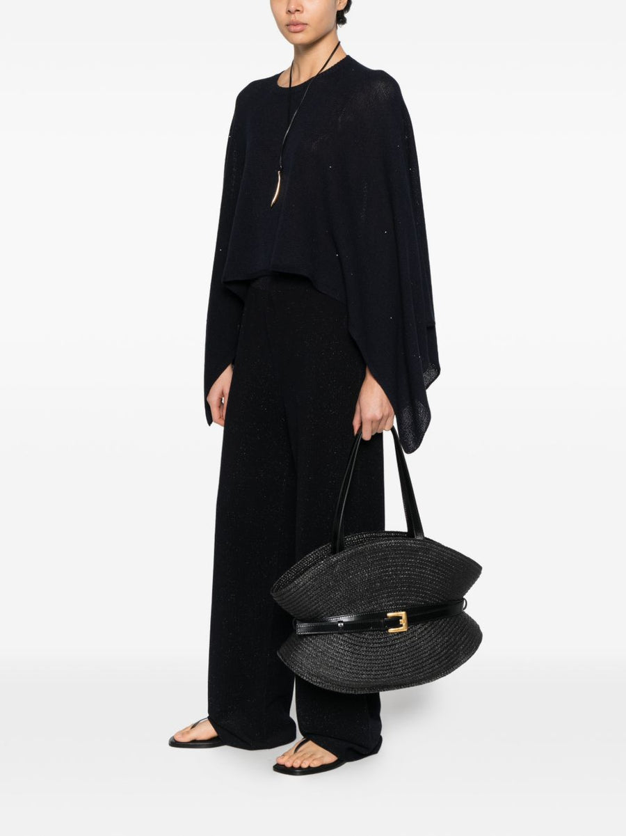 Fabiana Filippi Cotton Trousers Navy With Blue Glitter Detail For Women Polished Everyday Luxury