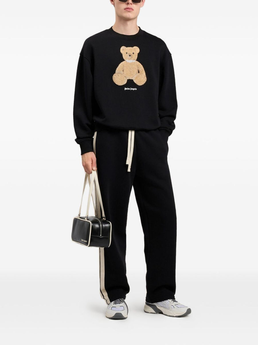 Palm Angels Bear Graphic Crewneck Sweatshirt For Men Luxury Cotton Lycra Comfort And Style