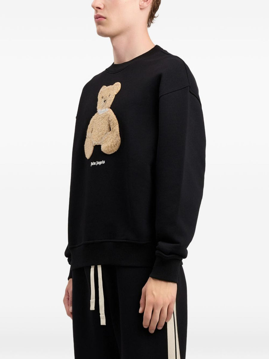 Palm Angels Bear Graphic Crewneck Sweatshirt For Men Luxury Cotton Lycra Comfort And Style