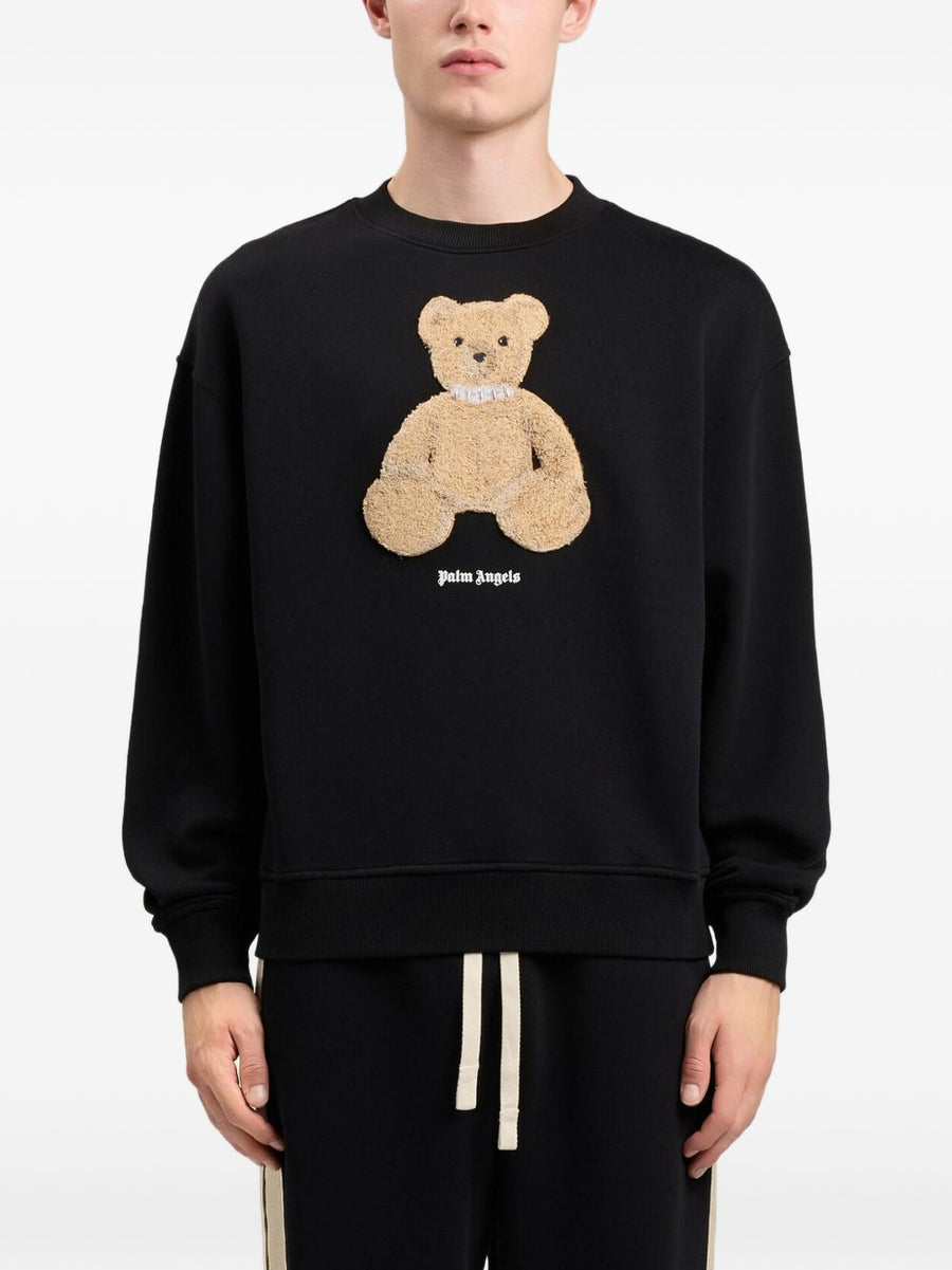 Palm Angels Bear Graphic Crewneck Sweatshirt For Men Luxury Cotton Lycra Comfort And Style