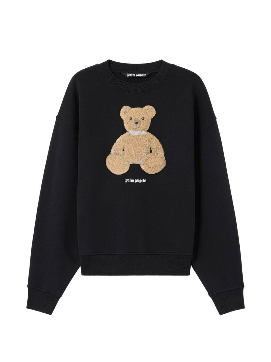 Palm Angels Bear Graphic Crewneck Sweatshirt For Men Luxury Cotton Lycra Comfort And Style