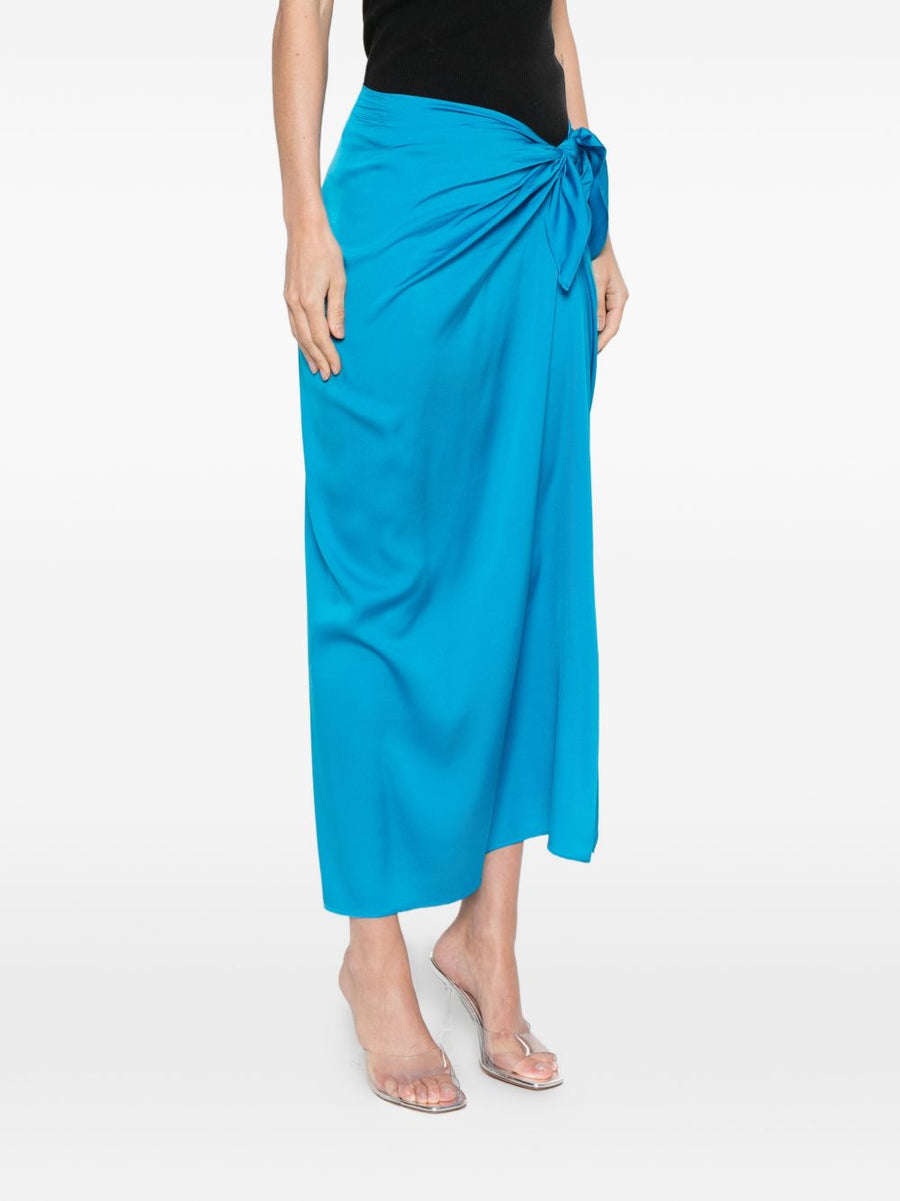 Silk95Five Light Blue Silk Skirt French Tie Waist Women