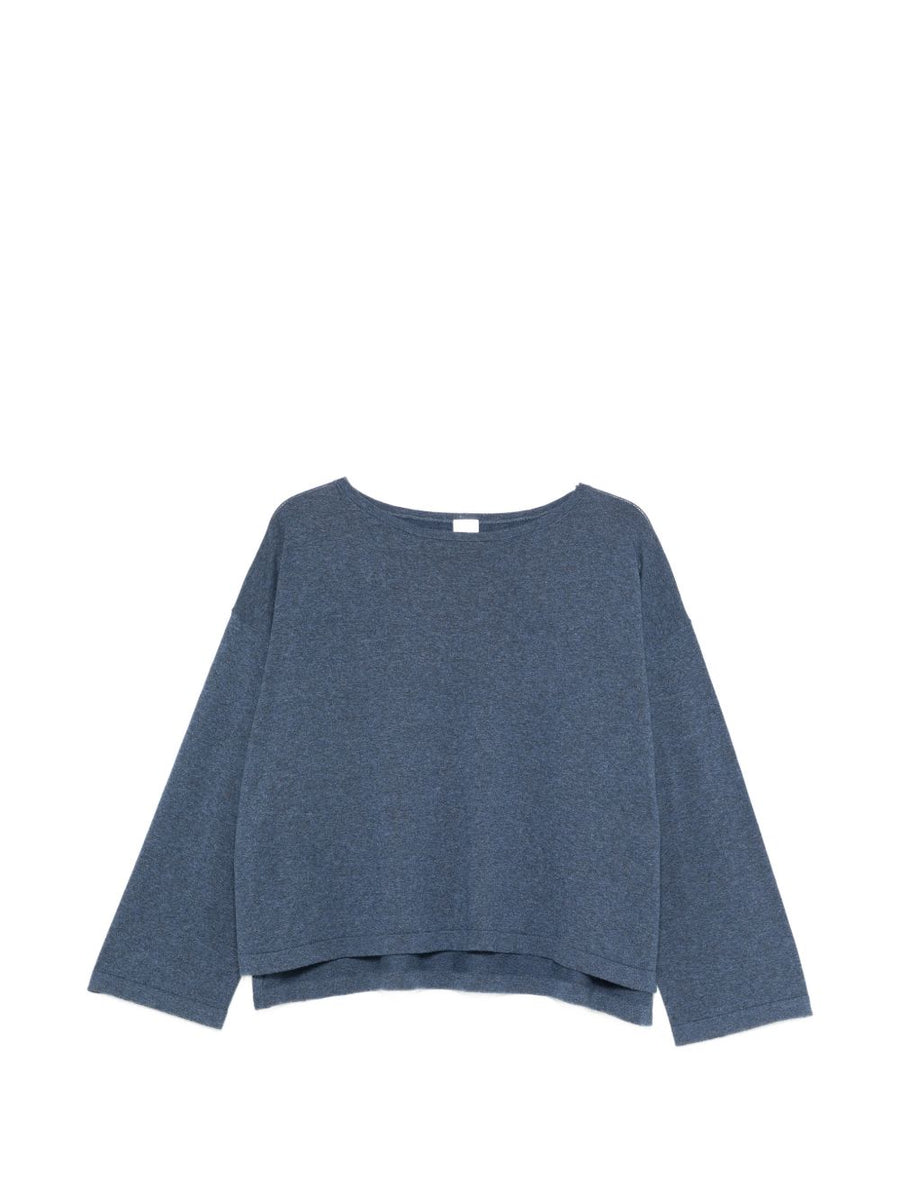 Ct Plage Royal Blue Cotton Cashmere Boat Neck Sweater For Women Soft Breathable Luxury Knit