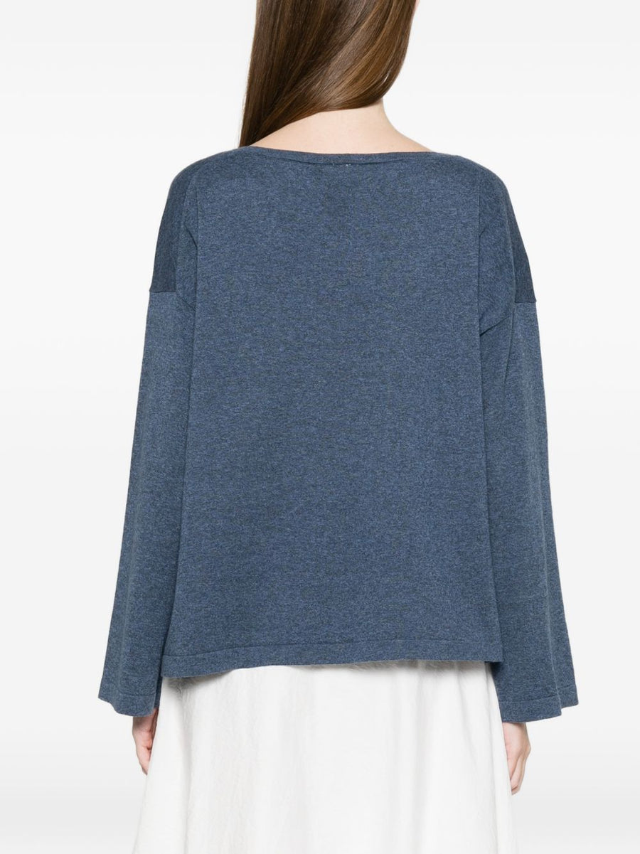 Ct Plage Royal Blue Cotton Cashmere Boat Neck Sweater For Women Soft Breathable Luxury Knit