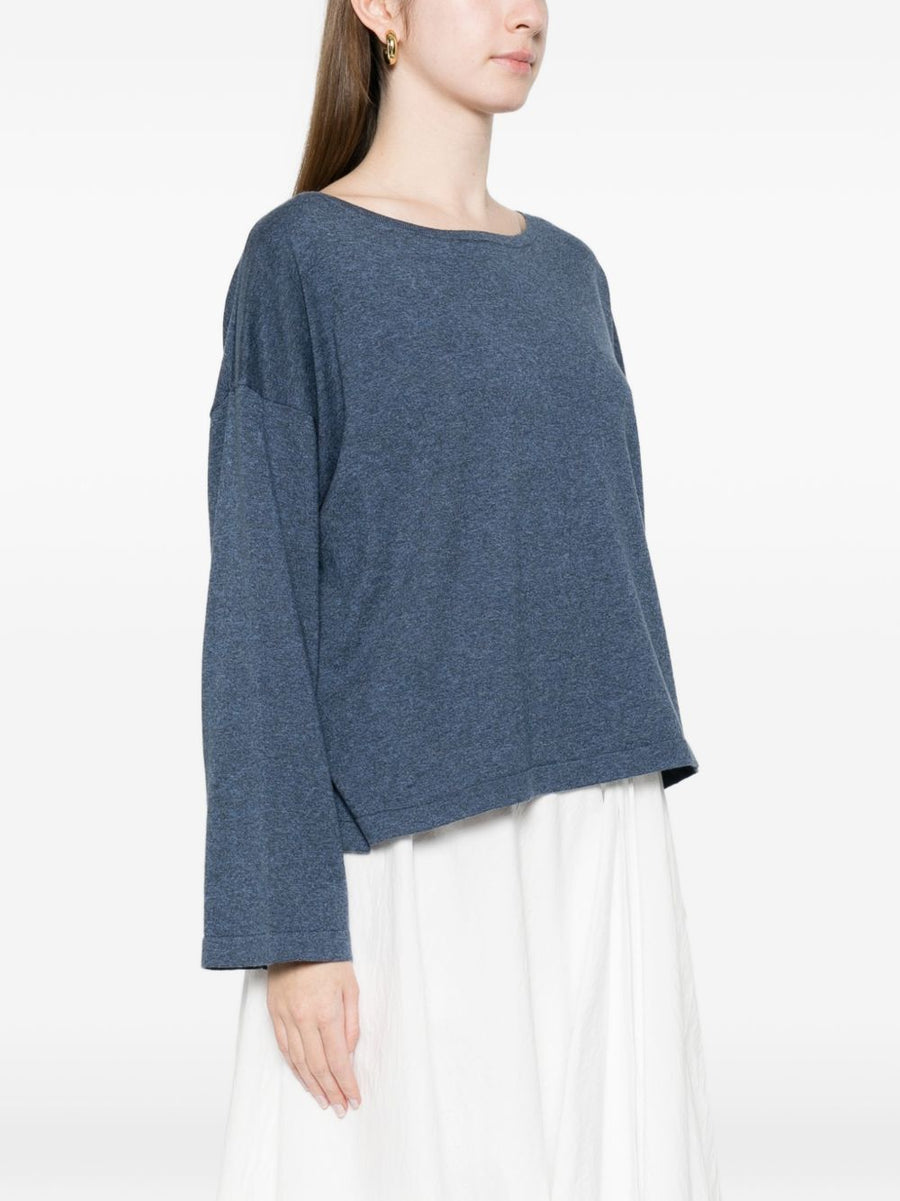 Ct Plage Royal Blue Cotton Cashmere Boat Neck Sweater For Women Soft Breathable Luxury Knit