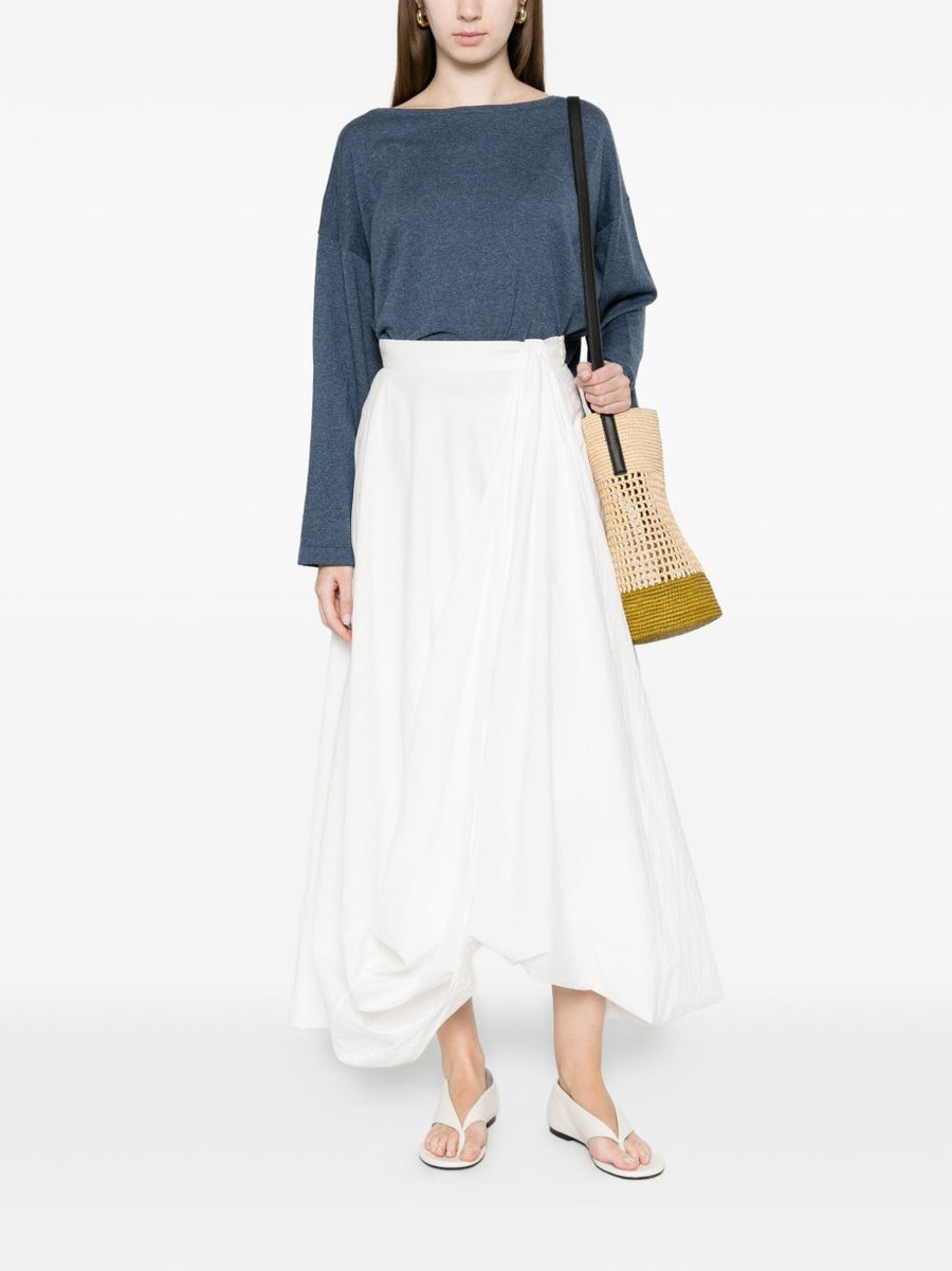 Ct Plage Royal Blue Cotton Cashmere Boat Neck Sweater For Women Soft Breathable Luxury Knit