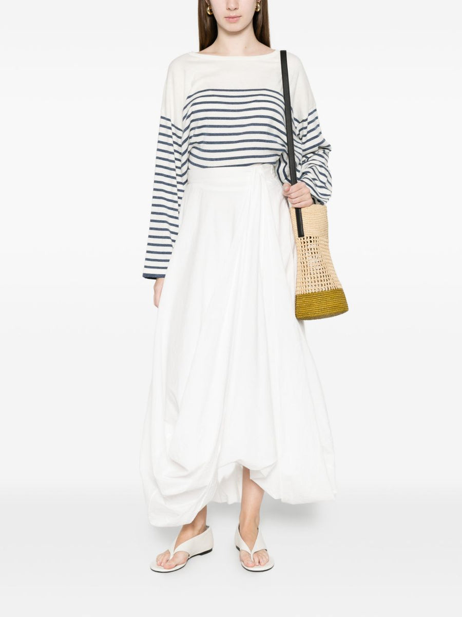 Ct Plage Striped Cotton Sweater For Women Boat Neck Lightweight Resort Knit Luxury Cashmere Blend