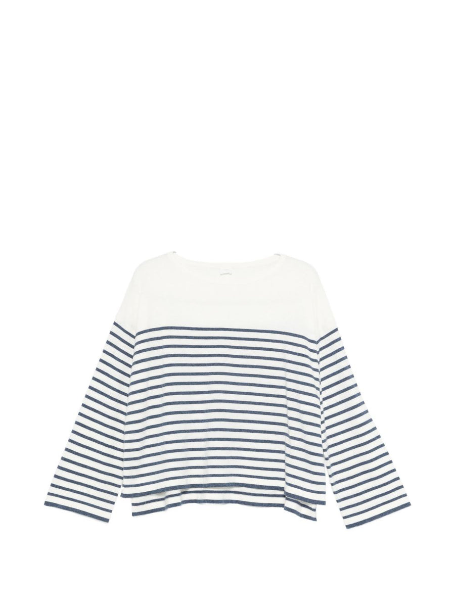 Ct Plage Striped Cotton Sweater For Women Boat Neck Lightweight Resort Knit Luxury Cashmere Blend