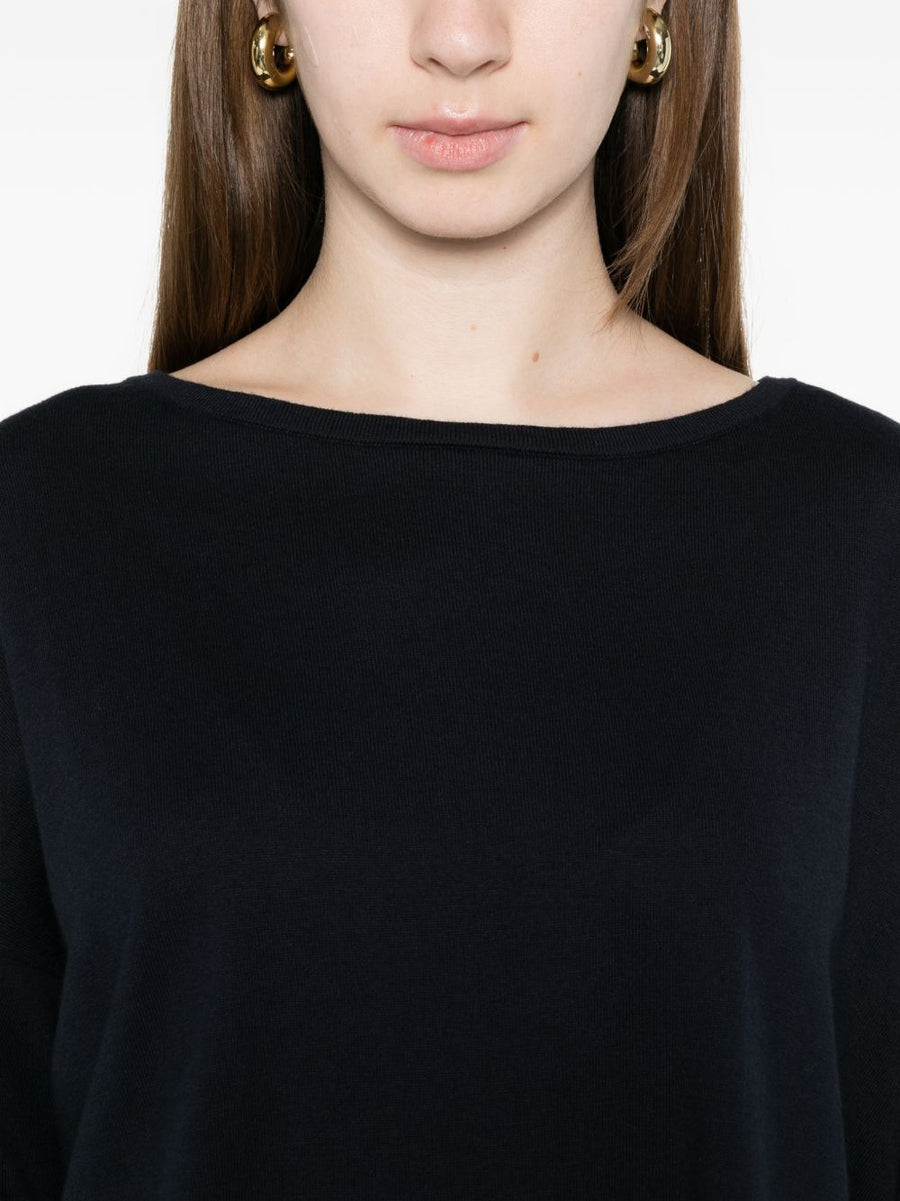 Ct Plage Cotton Crewneck Sweater Navy For Women Soft Cotton Cashmere Blend Versatile Everyday Comfort