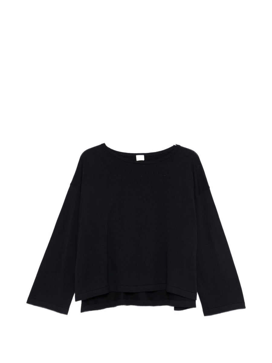 Ct Plage Cotton Crewneck Sweater Navy For Women Soft Cotton Cashmere Blend Versatile Everyday Comfort