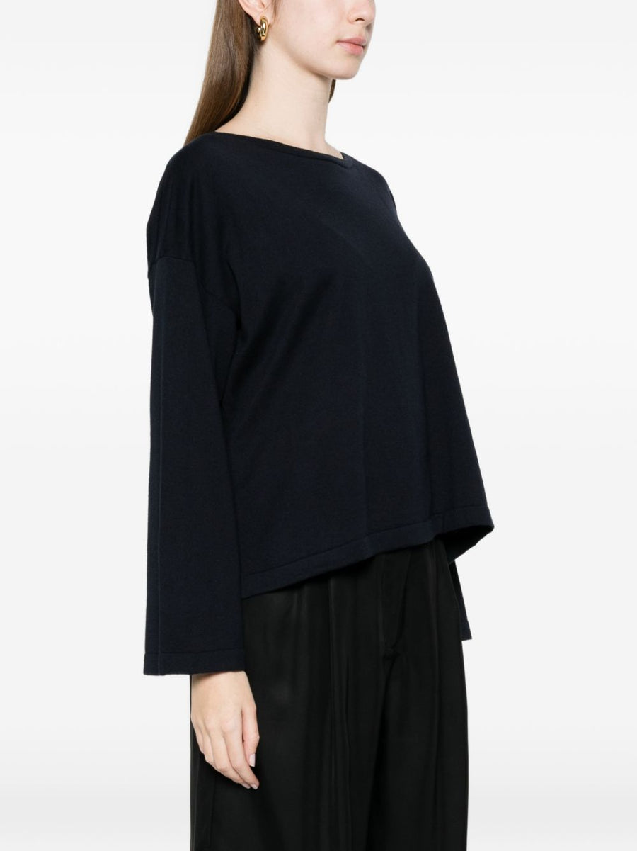 Ct Plage Cotton Crewneck Sweater Navy For Women Soft Cotton Cashmere Blend Versatile Everyday Comfort