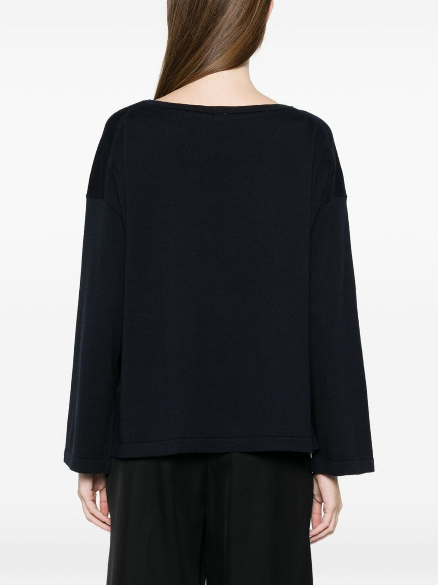 Ct Plage Cotton Crewneck Sweater Navy For Women Soft Cotton Cashmere Blend Versatile Everyday Comfort