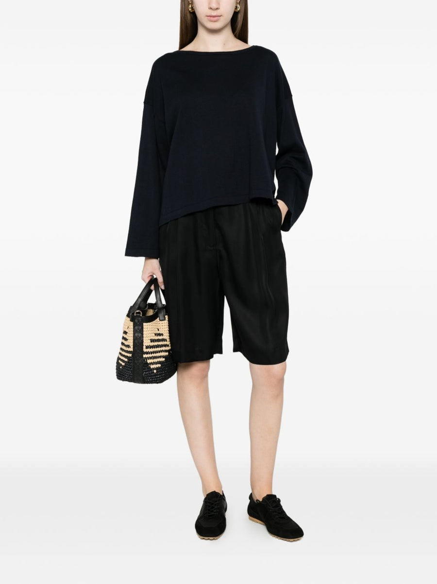 Ct Plage Cotton Crewneck Sweater Navy For Women Soft Cotton Cashmere Blend Versatile Everyday Comfort